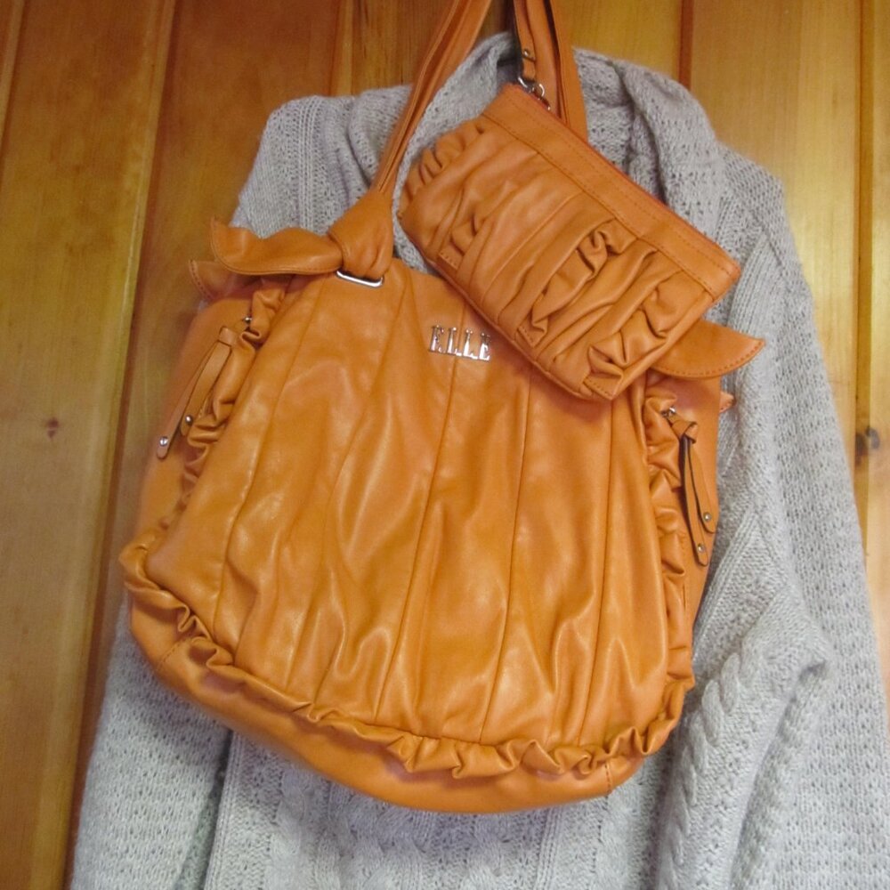 Purse & Wristlet Card Holder Vtg Fall Burnt Orange Purse vintage Elle Vegan